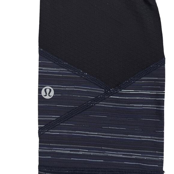 LULULEMON Pace Rival Crop 22" Size 4 Cyber Stripe Naval Blue Black - Picture 10 of 11